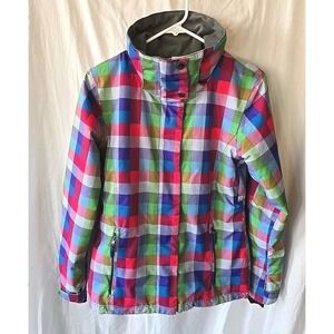 ROXY 8K Ski Snowboard‎ Jacket Coat Madras Plaid Bright Multicolor Regular Fit S